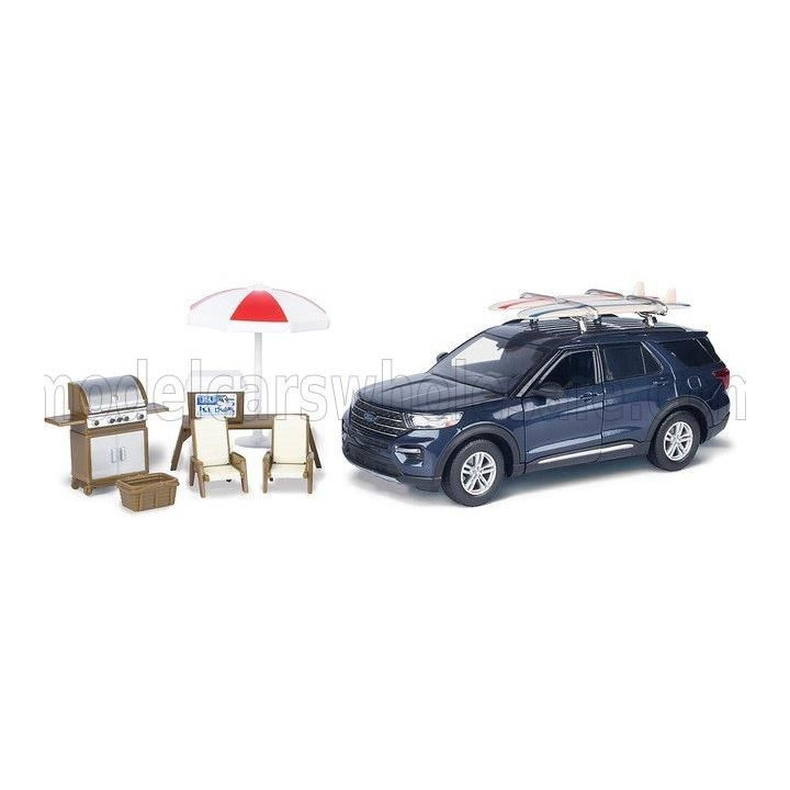MOTOR MAX FORD USA EXPLORER XLT WITH CAMPING ACCESSORIES 2022 - BLUE 1/24