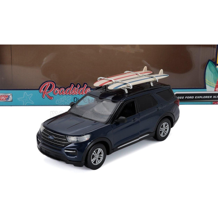 MOTOR MAX FORD USA EXPLORER XLT WITH CAMPING ACCESSORIES 2022 - BLUE 1/24