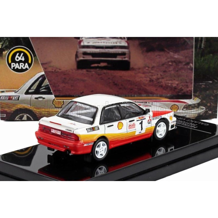 PARAGON MODELS MITSUBISHI GALANT VR-4 N 1 RALLY MALAYSIA 1991 ROSS DUNKERTON - FRED GOCENTAS - WHITE ORANGE 1/64