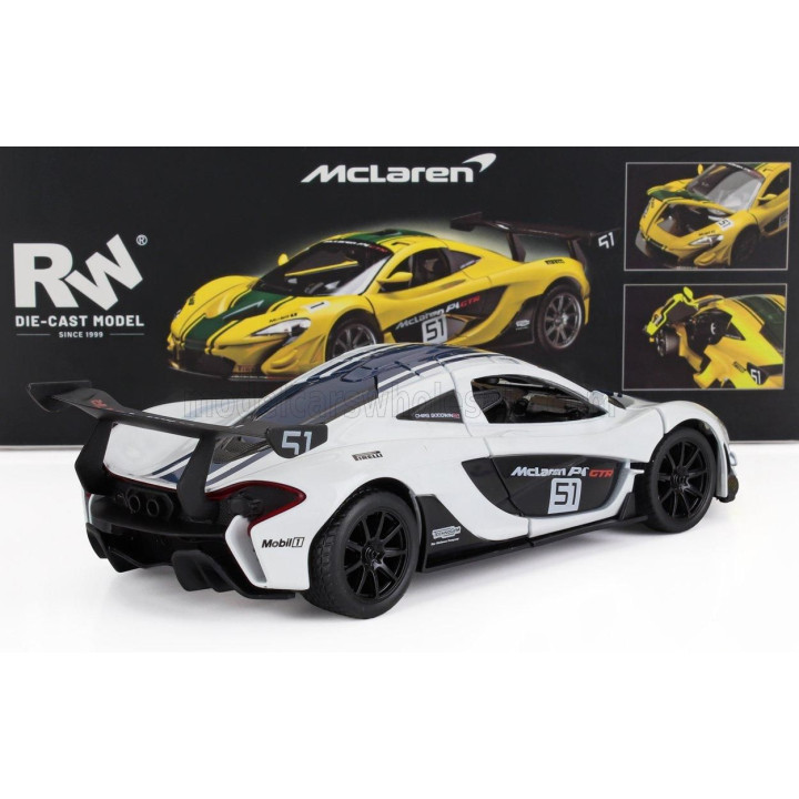 RE EL TOYS McLAREN P1 N 51 RACING 2013 - WHITE BLUE 1/24