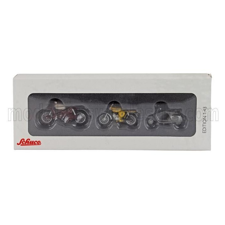 SCHUCO PIAGGIO SET 3X SIMSON S52 - KREIDLER FLORETT SUPER 1964 - PIAGGIO VESPA GS - VARIOUS 1/43