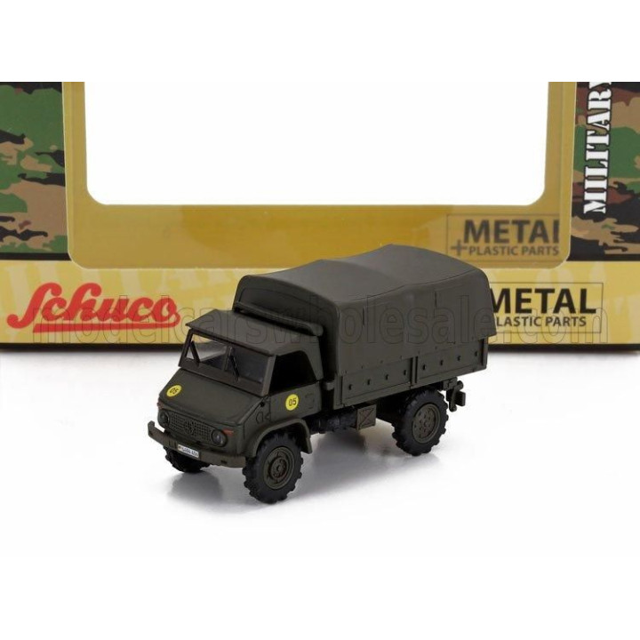 SCHUCO MERCEDES BENZ UNIMOG S404 TRUCK GERMAN ARMY 1953 - MILITARY GREEN 1/87