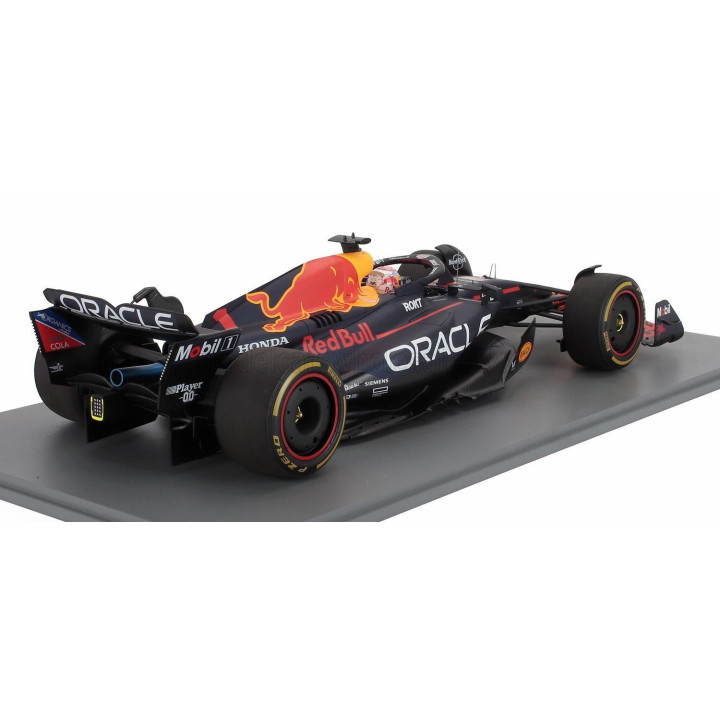 SPARK MODEL RED BULL F1  RB19 TEAM ORACLE RED BULL RACING N 1 WORLD CHAMPION 2nd SPRINT RACE QATAR GP WITH PIT BOARD 2023 MAX VE
