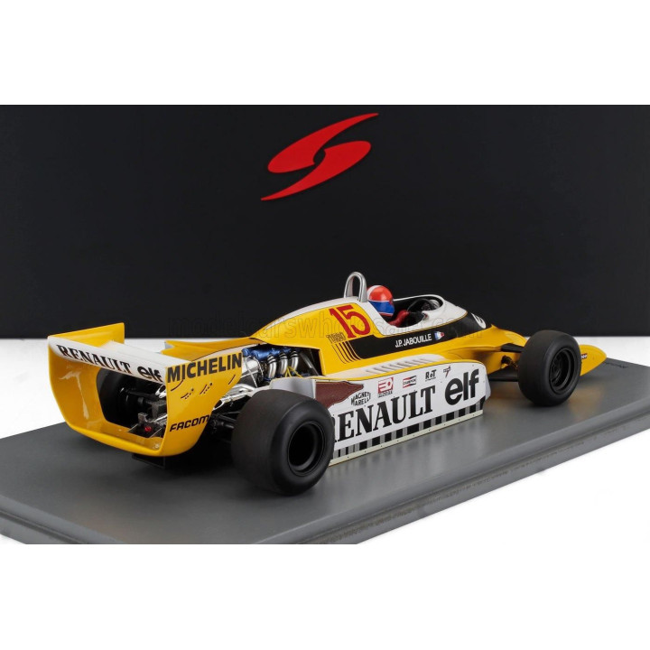 SPARK MODEL RENAULT F1 RS11 N 15 WINNER FRANCE GP 1979 J.P.JABOUILLE - CON VETRINA - WITH SHOWCASE - SPECIAL BOX - YELLOW WHITE 
