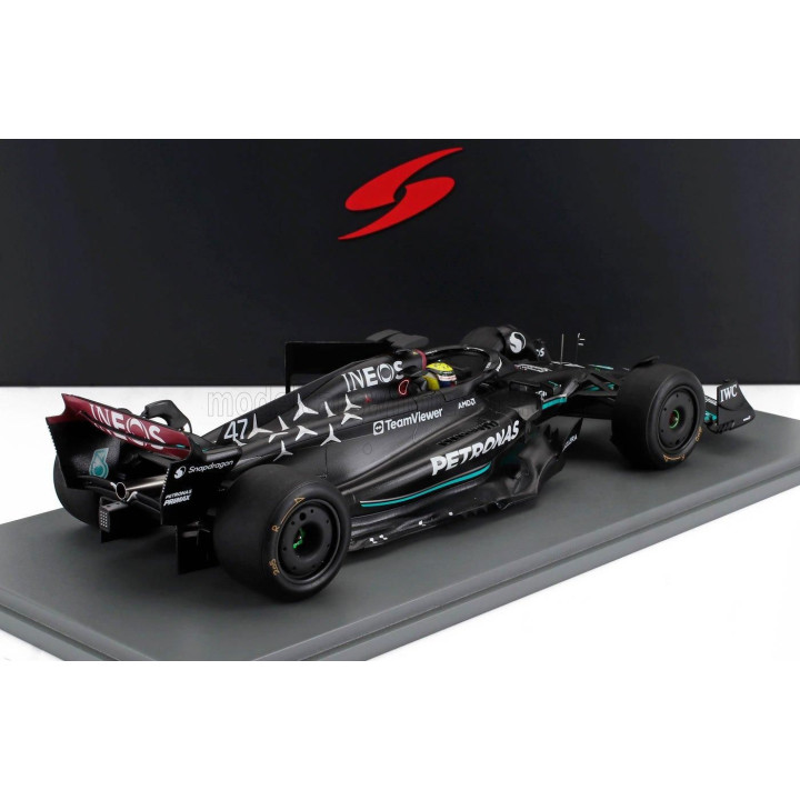 SPARK MODEL MERCEDES GP F1 W14 TEAM MERCEDES-AMG PETRONAS FORMULA ONE N 47 TIRES TEST SPAIN GP 2023 MICK SCHUMACHER - MATT BLACK