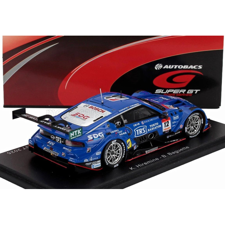 SPARK MODEL NISSAN Z NISMO TEAM TRS IMPUL N 12 GT500 CLASS SUPER GT 2025 KAZUKI HIRAMINE - BERTRAND BAGUETTE - BLUE 1/43