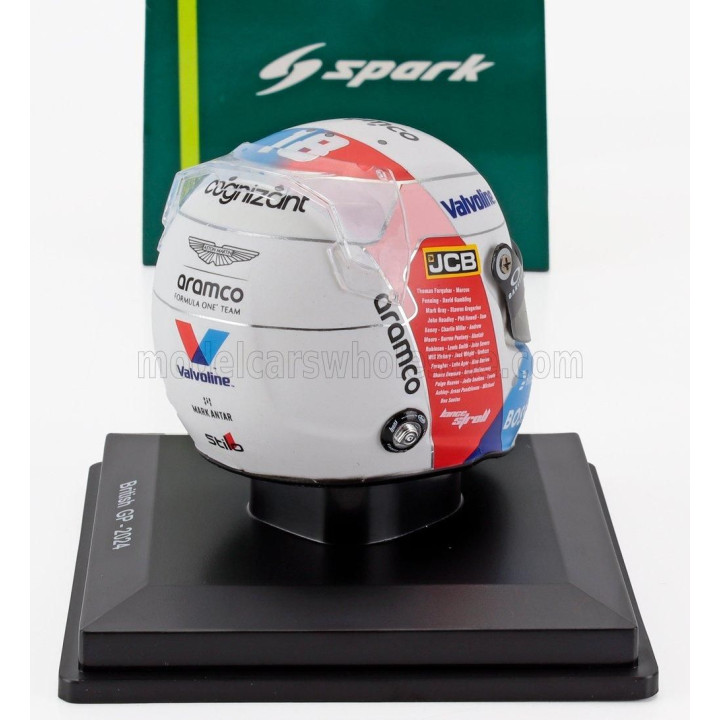 SPARK MODEL BELL HELMET CASCO HELMET F1 LANCE STROLL TEAM ARAMCO COGNIZANT ASTON MARTIN N 18 BRITISH GP 2024 - WHITE RED BLUE 1/