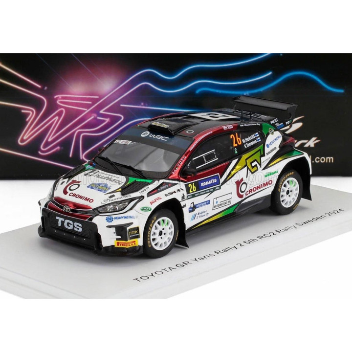 SPARK MODEL TOYOTA YARIS GR RALLY2 N 26 5th RC2 RALLY SWEDEN 2024 MIKKO HEIKKILA - KRISTIAN TEMONEN - WHITE 1/43