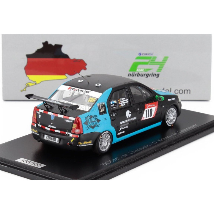 SPARK MODEL DACIA LOGAN TEAM SWIFTWING.DE N 118 24h NURBURGRING 2021 O.KRIESE - M.LACHMAYER - M.CHAROUDIN - BLACK BLUE 1/43