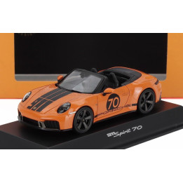SPARK MODEL PORSCHE 911 992 CABRIOLET OPEN SPIRIT 70 2025 - SIGNAL ORANGE BLACK 1/43