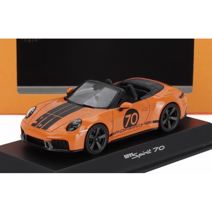 SPARK MODEL PORSCHE 911 992 CABRIOLET OPEN SPIRIT 70 2025 - SIGNAL ORANGE BLACK 1/43