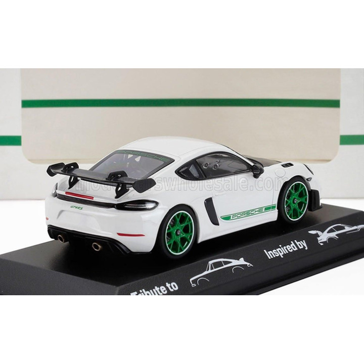 SPARK MODEL PORSCHE 718 CAYMAN GT4 RS (TRIBUTE 982) COUPE 2023 - WHITE GREEN 1/43
