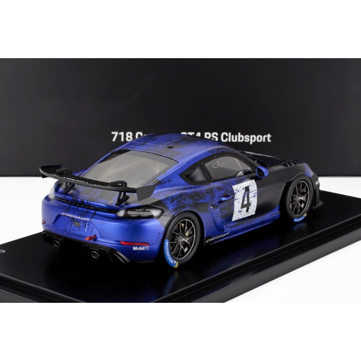 SPARK MODEL PORSCHE 718 (982) CAYMAN GT4 RS N 4 CLUBSPORT 2023 - CON VETRINA - WITH SHOWCASE - BLUE BLACK 1/18
