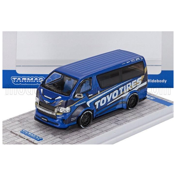 TARMAC TOYOTA HIACE VAN TOYO TIRES 2018 - BLUE WHITE 1/64