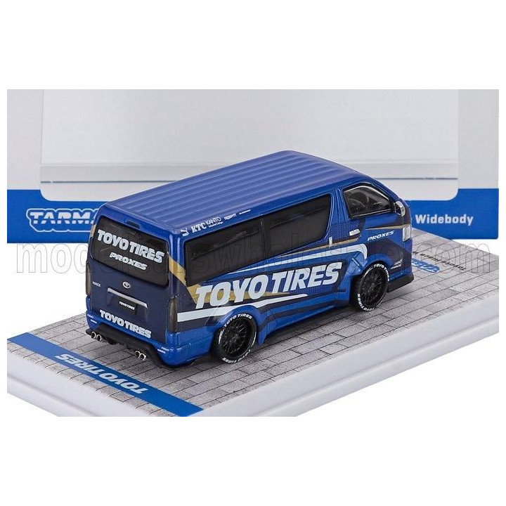 TARMAC TOYOTA HIACE VAN TOYO TIRES 2018 - BLUE WHITE 1/64