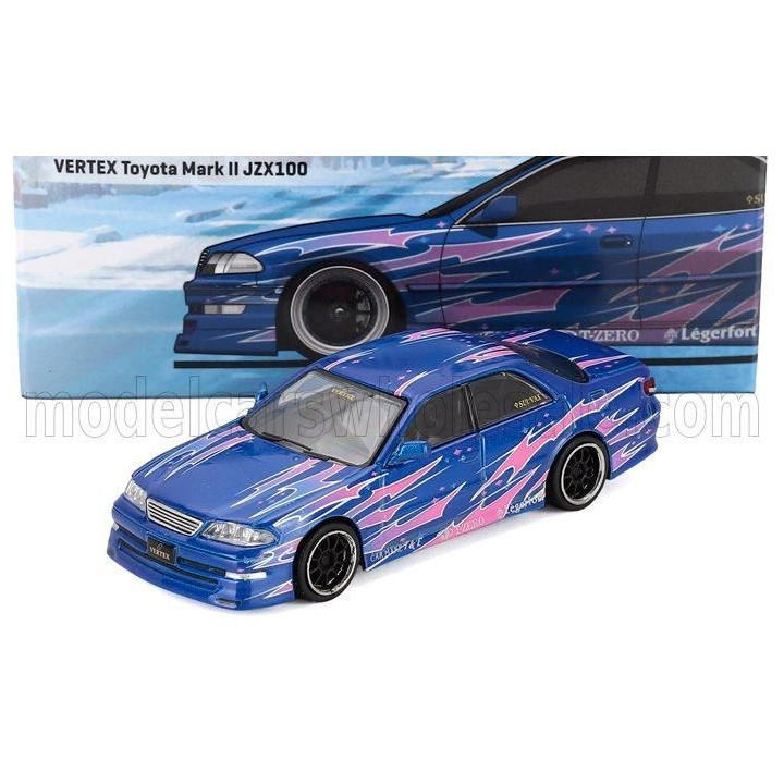 TARMAC TOYOTA CHASER MKII JZX100 VERTEX 1999 - BLUE MET 1/64