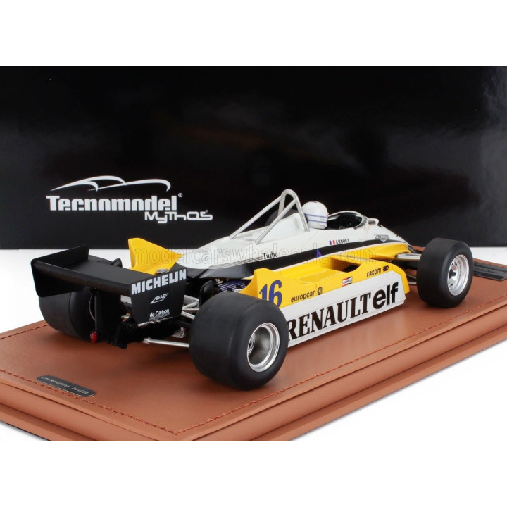 TECNOMODEL RENAULT F1  RE30B V6 TURBO TEAM RENAULT ELF N 16 WINNER ITALY GP (with pilot figure) 1982 RENE ARNOUX - WHITE YELLOW 