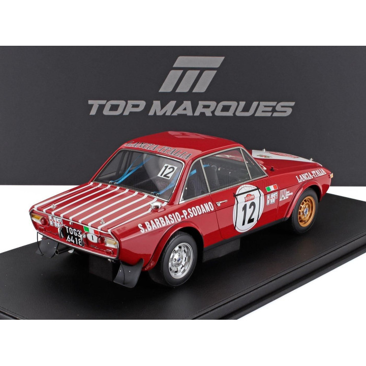 TOPMARQUES LANCIA FULVIA HF 1600 COUPE (night version) N 12 2nd RALLY SANREMO 1972 SERGIO BARBASIO - PIERO SODANO - CON VETRINA 