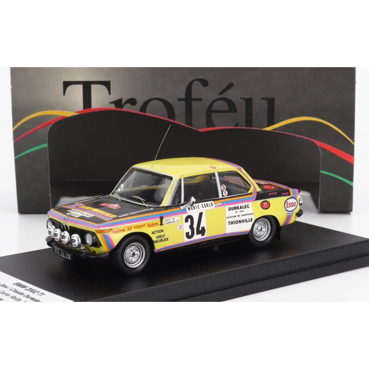 TROFEU BMW 2002Ti (night version) N 34 RALLY MONTECARLO 1975 P.BOS - C.DURKALECK - YELLOW BLACK 1/43