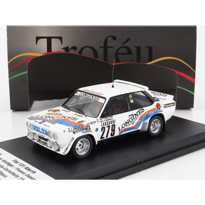 TROFEU FIAT 131 ABARTH (night version) N 279 RALLY MONTECARLO 1982 ROGER KRATTIGER - FRANCO DAMINELLI - WHITE 1/43