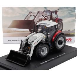 UNIVERSAL HOBBIES STEYR 4120 TRACTOR PLUS WITH FRONT LOADER 2021 - RED WHITE 1/32