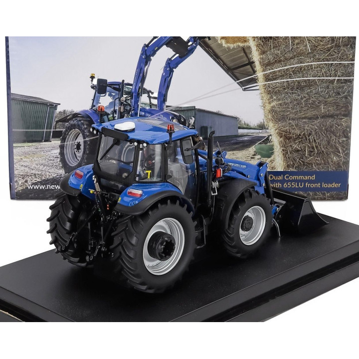 UNIVERSAL HOBBIES NEW HOLLAND T5.120 TRACTOR WITH FRONT LOADER 2018 - BLUE BLACK 1/32