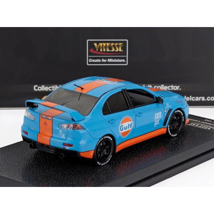 VITESSE MITSUBISHI LANCER EVOLUTION X GULF LIVERY 2008 - LIGHT BLUE ORANGE 1/43