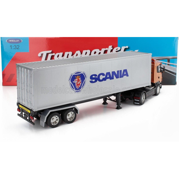 WELLY SCANIA R730 V8 TRACTOR TRUCK CASSONATO 2011 - ORANGE SILVER 1/32