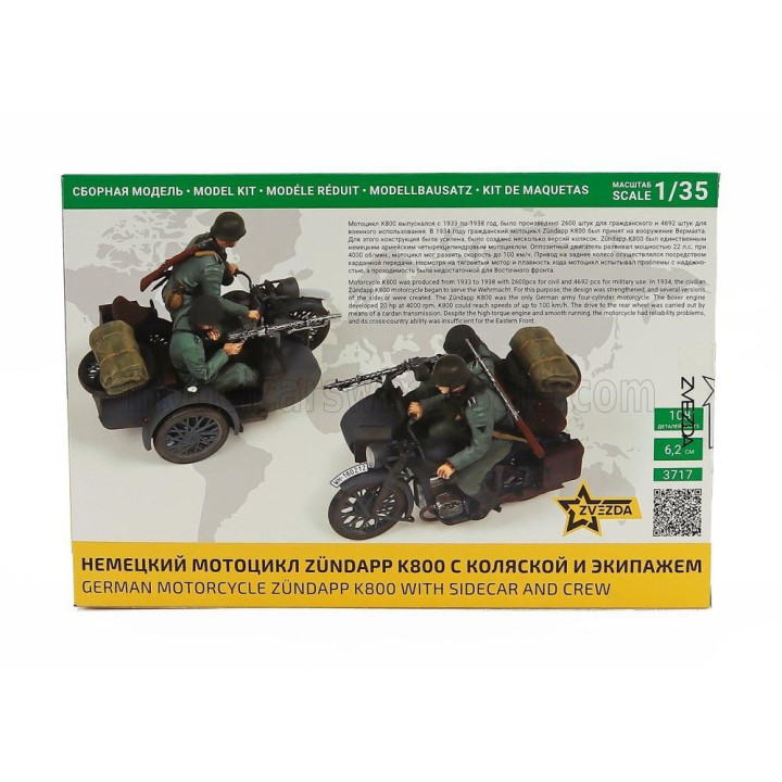ZVEZDA ZUNDAPP K800 GERMAN SIDECAR MILITARY 1941 1/35