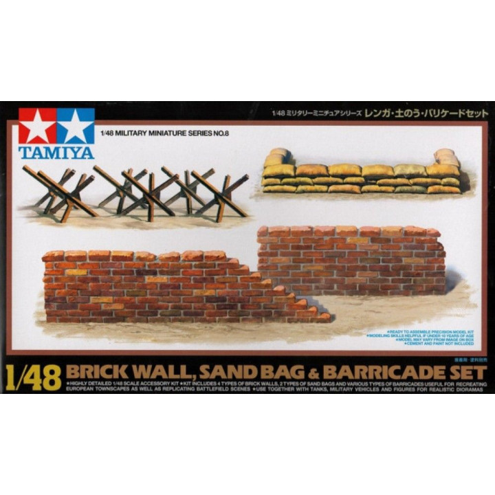 Tamiya 1:48 Sada tehlovej steny, vreciek s pieskom a barikády | RCsvet