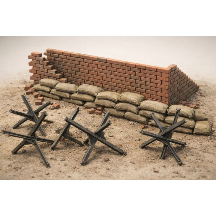 Tamiya 1:48 Sada tehlovej steny, vreciek s pieskom a barikády | RCsvet