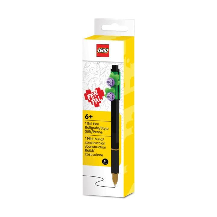 LEGO gelové pero s fialovou květinou černé