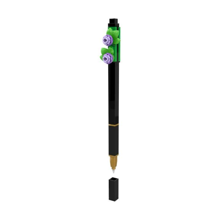 LEGO gelové pero s fialovou květinou černé