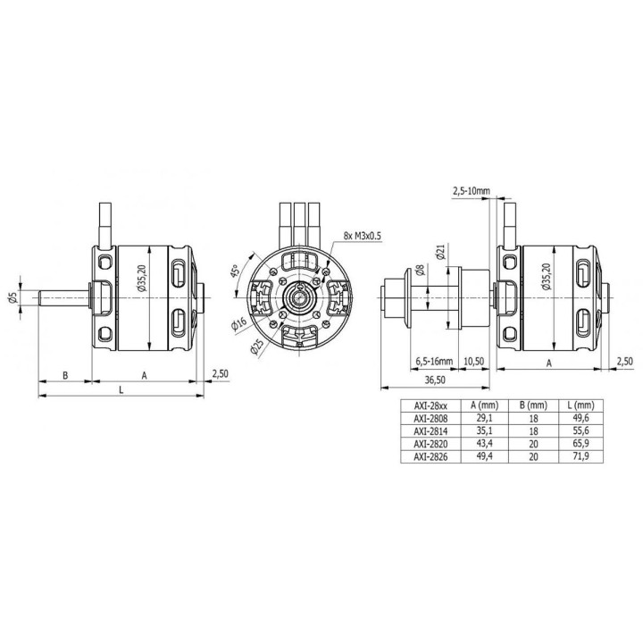 AXI 2820/8 V3 střídavý motor