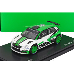 ABREX ŠKODA FABIA III R5 ŠKODA MOTORSPORT DESIGN N 0 RALLY 2017 - GREEN WHITE 1/43