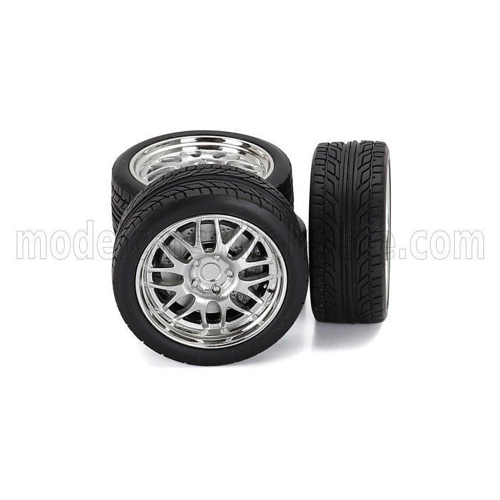 ACME MODELS ACCESSORIES SET 4X WHEELS FOR PONTIAC FIREBIRD STREET FIGHTER COUPE 1968 - BLACK CHROME 1/18