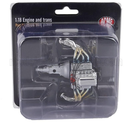 ACME MODELS ACCESSORIES MOTORE - BLOWN 427 ENGINE AND TRANSMISSION FOR CHEVROLET 150 GASSER HIGH ROLLER 1957 - BLUE SILVER 1/18