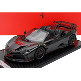 BBR MODELS FERRARI SF90 XX STRADALE SPIDER 2024 - CON VETRINA - WITH SHOWCASE - NERO DAYTONA - RED CARBON BLACK 1/12