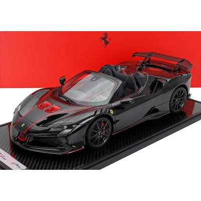 BBR MODELS FERRARI SF90 XX STRADALE SPIDER 2024 - CON VETRINA - WITH SHOWCASE - NERO DAYTONA - RED CARBON BLACK 1/12