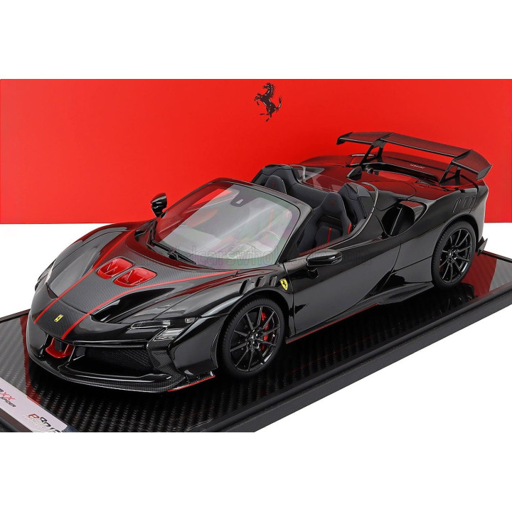 BBR MODELS FERRARI SF90 XX STRADALE SPIDER 2024 - CON VETRINA - WITH SHOWCASE - NERO DAYTONA - RED CARBON BLACK 1/12