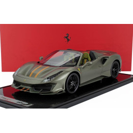 BBR MODELS FERRARI 488 PISTA SPIDER 2018 - CON VETRINA - WITH SHOWCASE - VERDE MANZONI - MATT GREEN YELLOW 1/12