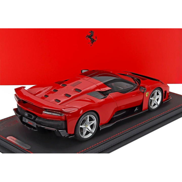 BBR MODELS FERRARI F80 2024 - SILVER RIMS - CON VETRINA - WITH SHOWCASE - ROSSO CORSA - RED BLACK 1/18