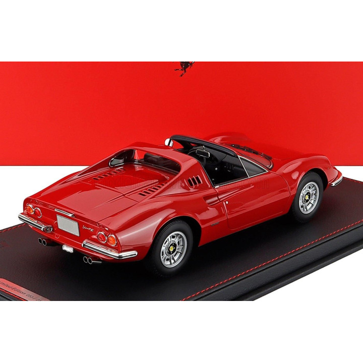 BBR MODELS FERRARI DINO 246 GTS SPIDER GENEVA SHOW 1972 - CON VETRINA - WITH SHOWCASE - ROSSO CORSA 322 - RED 1/18