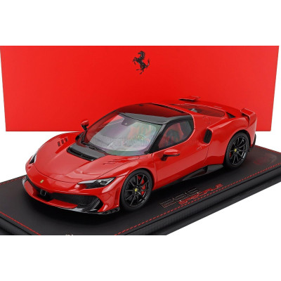 BBR MODELS FERRARI 296 SPECIALE BLACK ROOF 2025 - CON VETRINA - WITH SHOWCASE - ROSSO CORSA - RED BLACK 1/18