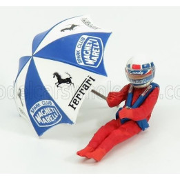 BRUMM FIGURES DIDIER PIRONI FOR FERRARI 126C2 F1 WITH UMBRELLA - RED 1/43