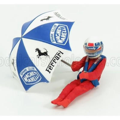 BRUMM FIGURES DIDIER PIRONI FOR FERRARI 126C2 F1 WITH UMBRELLA - RED 1/43