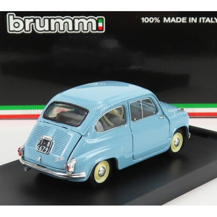 BRUMM FIAT 600 BERLINA 1-SERIES 1955 - AZZURRO CENERE - LIGHT BLUE 1/43