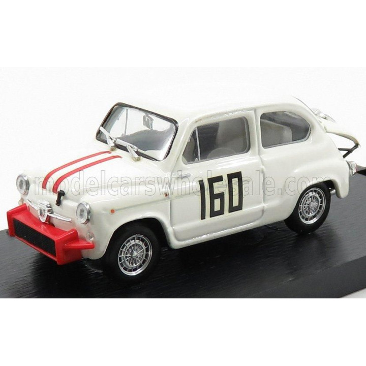 BRUMM FIAT 600 850 TC ABARTH N 160 PIEVE S.STEFANO 1962 PIERO FALORNI - WHITE 1/43