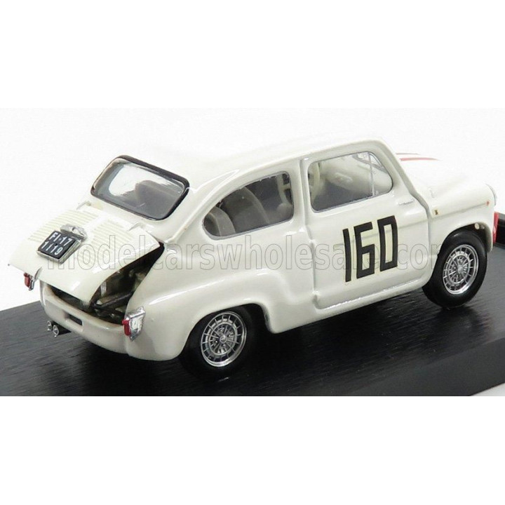 BRUMM FIAT 600 850 TC ABARTH N 160 PIEVE S.STEFANO 1962 PIERO FALORNI - WHITE 1/43