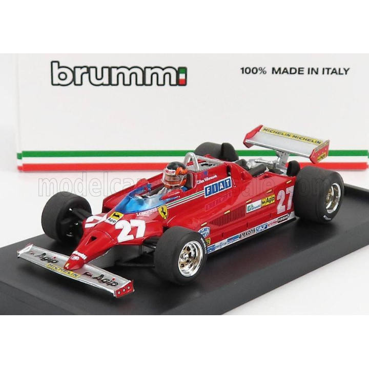BRUMM FERRARI F1 126CK TURBO N 27 WINNER MONTECARLO GP 1981 GILLES VILLENEUVE - WITH DRIVER FIGURE - RED 1/43
